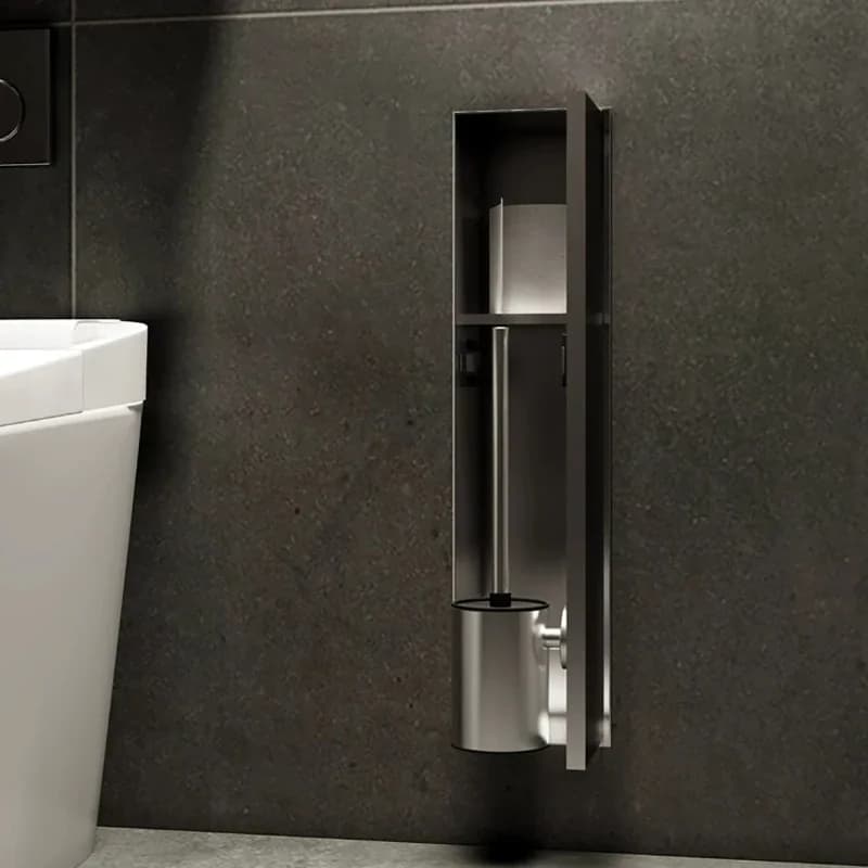 Embedded Toilet Brush Shelf Stainless Steel Premium Sense Paper Towel Storage Wall Locker