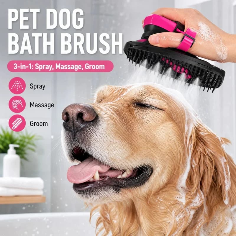 Dog Cat Pet Bath Brush Shampoo Dispenser Sprayer Adjustable Water Flow Grooming Comb Massage Shower Cleaning Tool for Dogs Cats