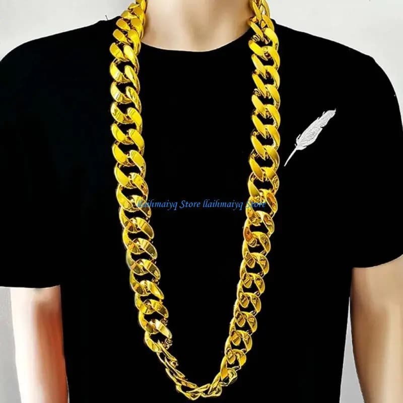 573B Numpanking Fucling Fucing Gold Necklace Collana hip hop con falsa collana in oro finto in plastica Big Collace Pepper