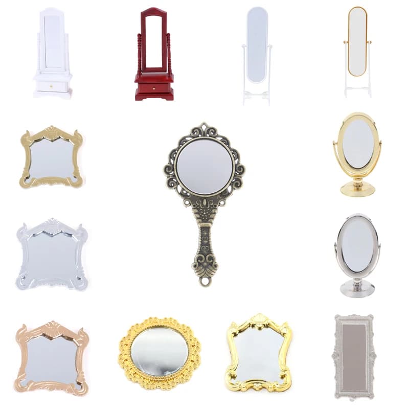 1PCS 1/12 Bilancia Bagno di Casa di Bambola In Miniatura Vintage Mini Spogliatoio Comò Cornice Dello Specchio Bambole Mobili Giocattolo