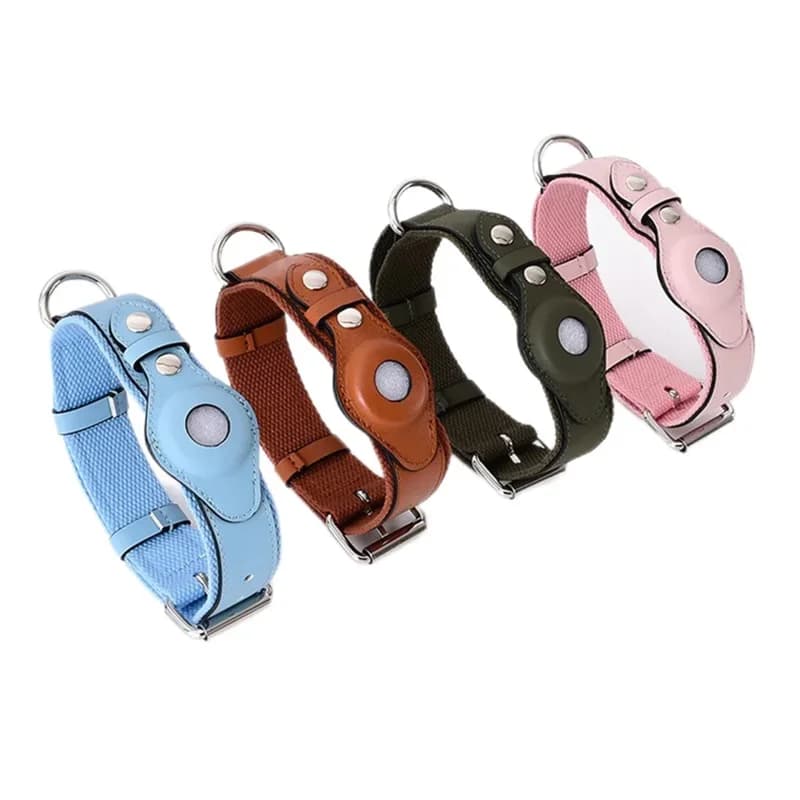 Collane regolabili per animali domestici con collare per cani in pelle con design di lusso per Apple Airtag Posizionamento Dispositivo di copertura Accessori per gatti