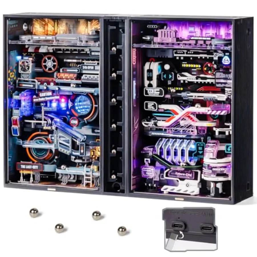 Kit modello in plastica puzzle 3D, set di marmo per adulti da costruire con luce a LED, scrivania da gioco puzzle tecnici artigianali, Ultimo