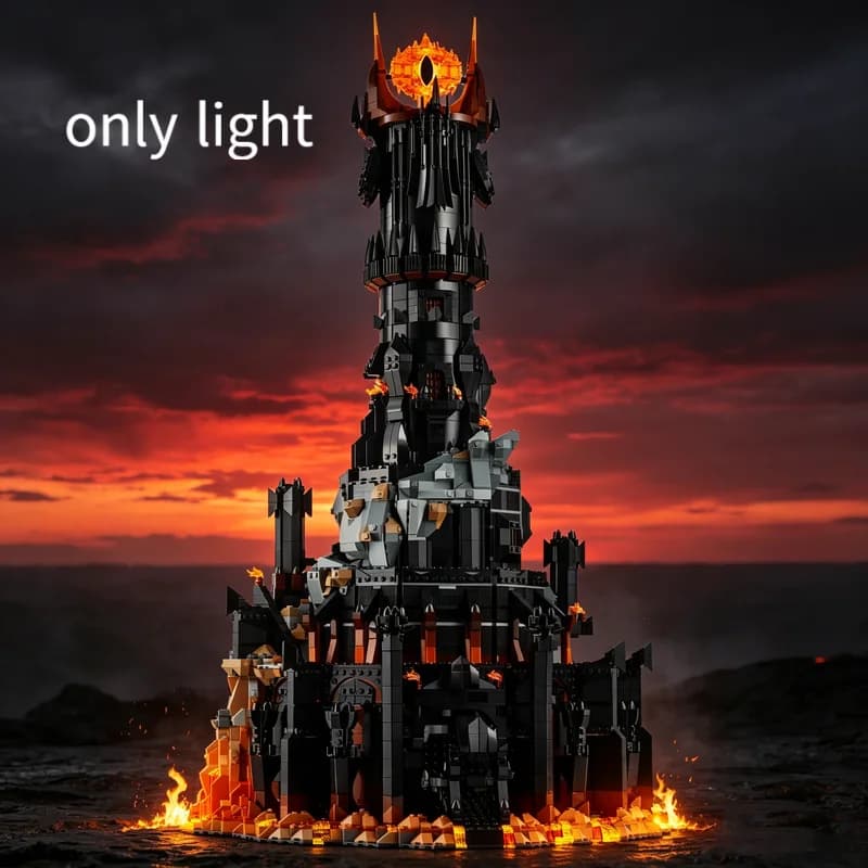 Set di luci LED creative compatibili con Lego 10333 Il Signore degli Anelli Barad Dur, modello giocattolo, lampada decorativa (solo luce, senza blocchi)