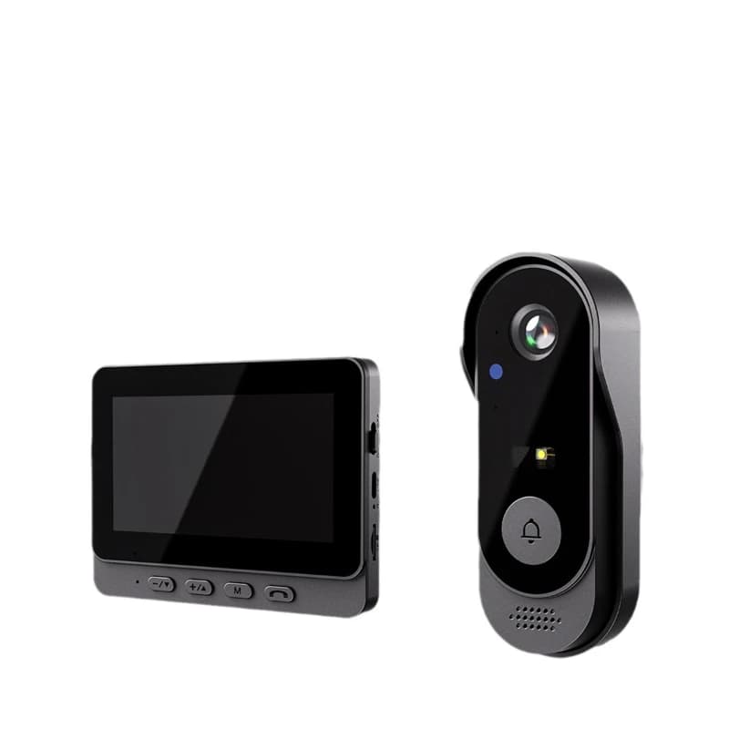 Wireless video intercom doorbell, outdoor waterproof electronic camera, no punching with display screen