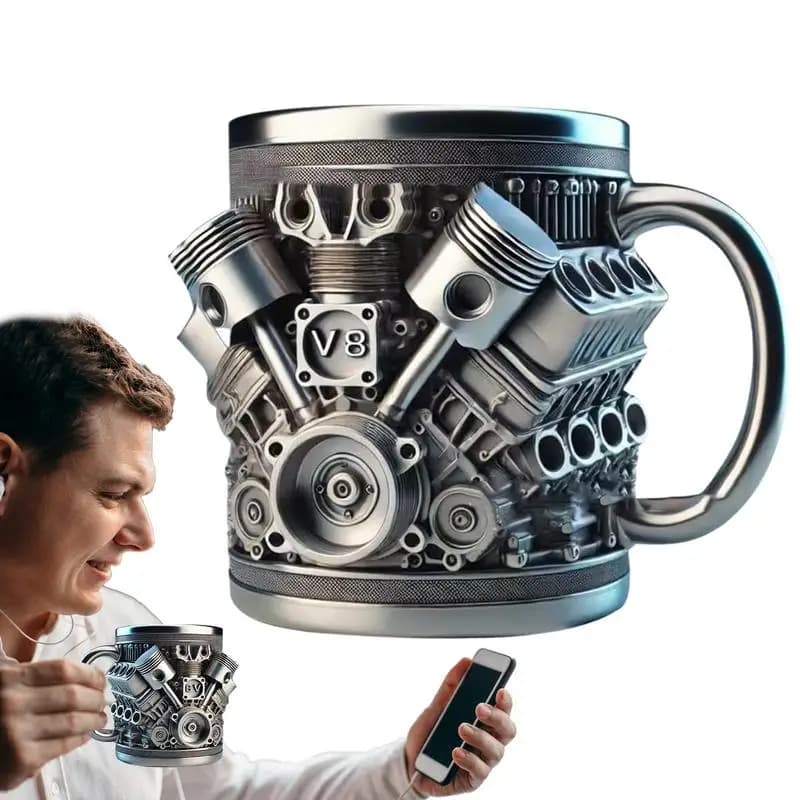 Tazza da caffè in acciaio inossidabile Motori per auto riutilizzabili Tazza da cocktail Tazza da acqua creativa Tazza da vino personalizzata Tazza da birra Tazza da caffè