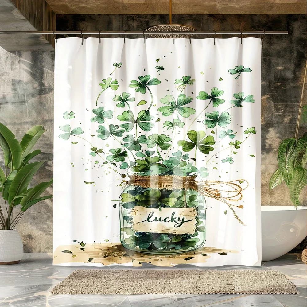 Elegant Floral Butterfly Shower Curtain – Waterproof Bathroom Decor with Tropical Plants, Multiple Sizes Curtain Bathroom