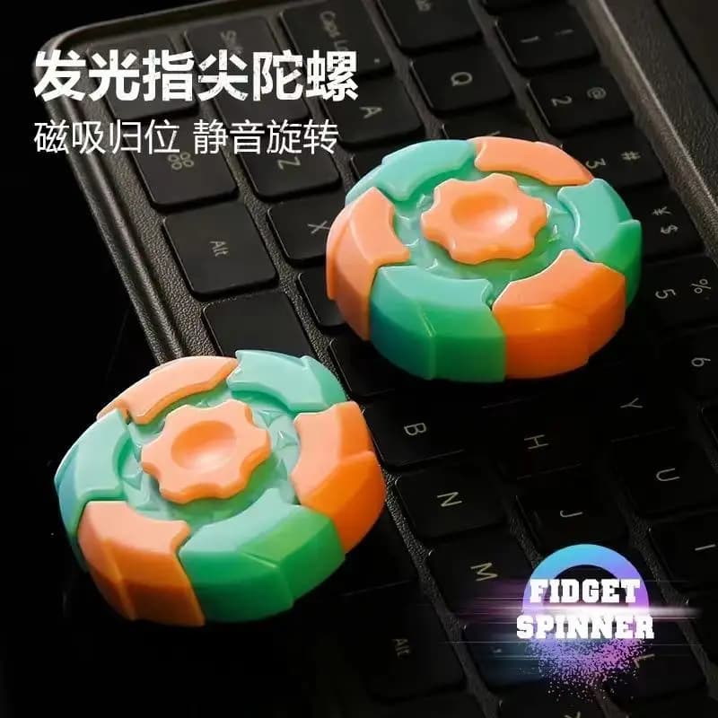 Fidget Spinner Luminoso Antistress, Giocattolo Giroscopico in ABS per Decompressione, con Ventosa Magnetica B5X4