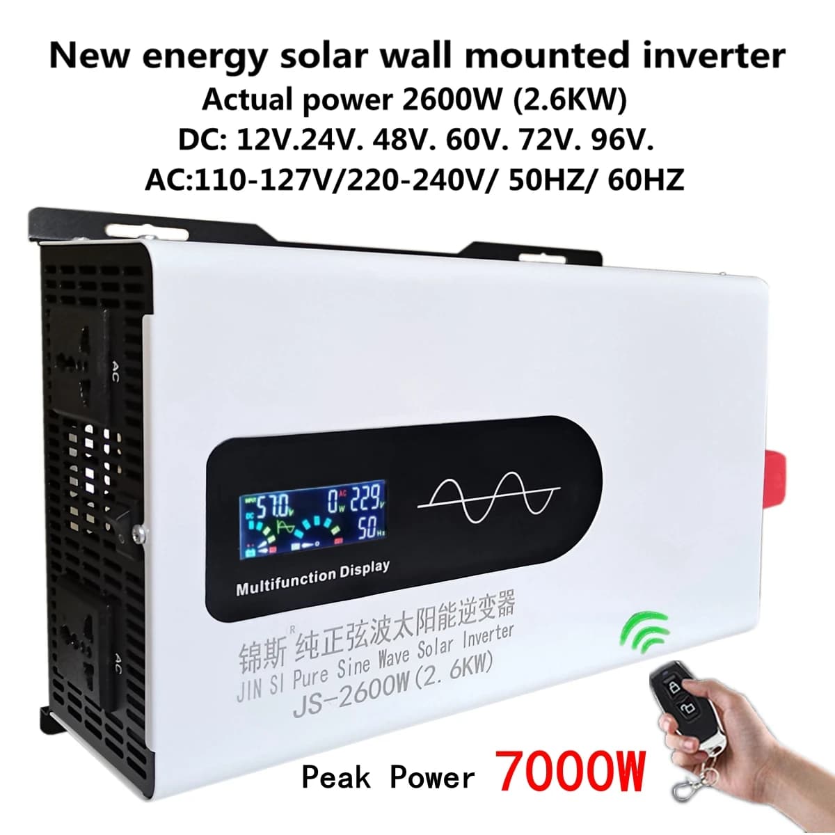 Pure Sine Wave Inverter 12V 220V 7000W 2600W Solar Inverter Portable Power Bank DC 24V 48V 60V 72V 96V To AC 110V 120V 127V 240V