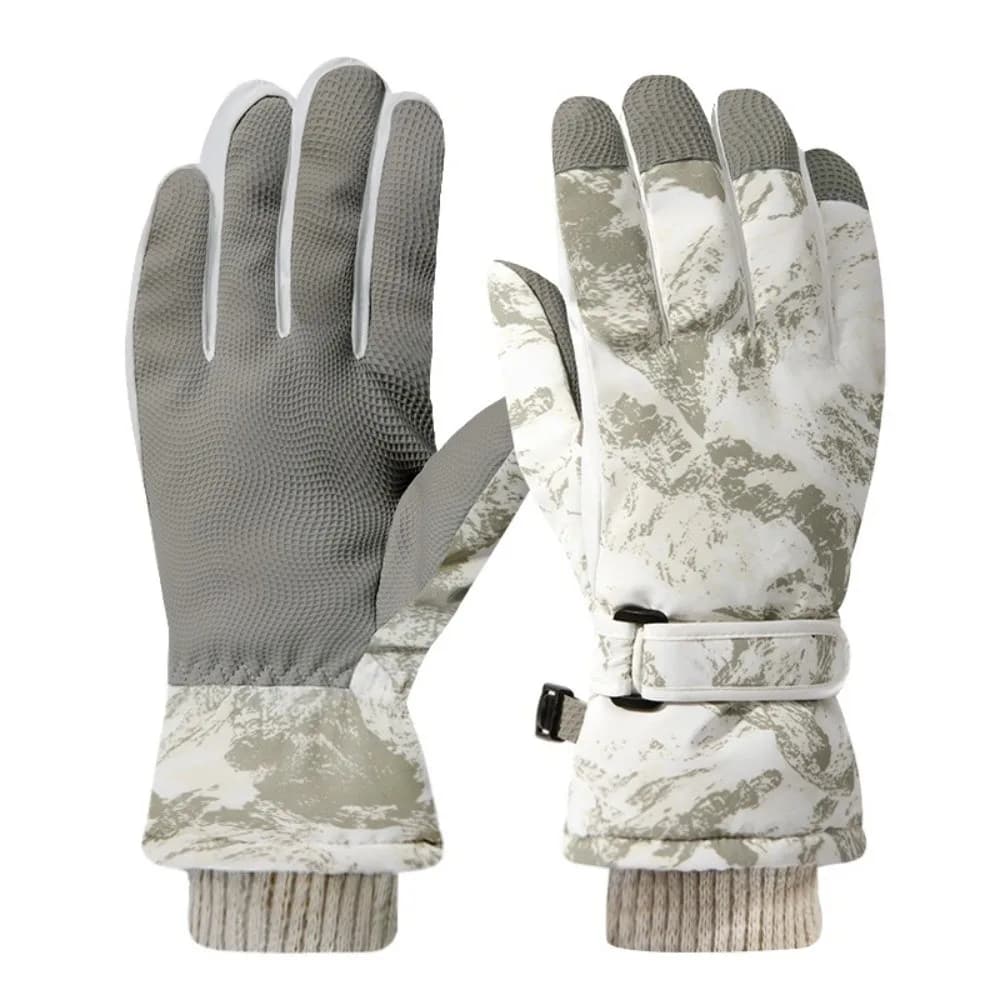 Fleece Lined Tie Dye Gloves Windproof Thermal Ski Mittens Durable Adjustable Strap Touchscreen Handwear Cycling