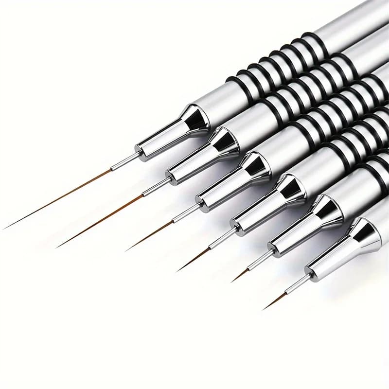 6 pezzi di pennelli per nail art, set di pennelli per design per nail art, strisce sottili, linee lunghe, punteggiatura, penna da disegno, pennello per pittura con smalto gel UV