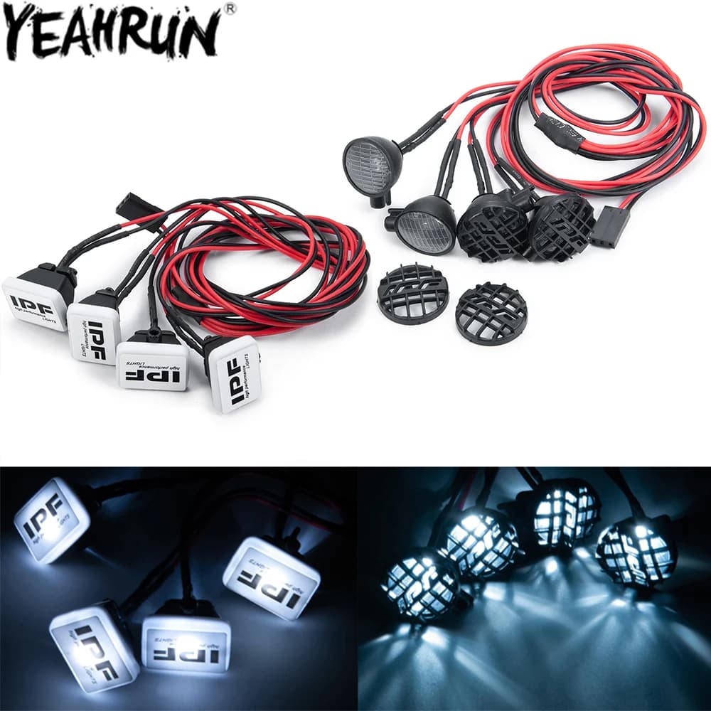 YEAHRUN 4 LED RC Luci da tetto per auto Fari Faretto Lampada IPF Adesivo per 1/10 Axial SCX10 Wraith TRX4 TRX6 TF2 Tamiya CC01 D90