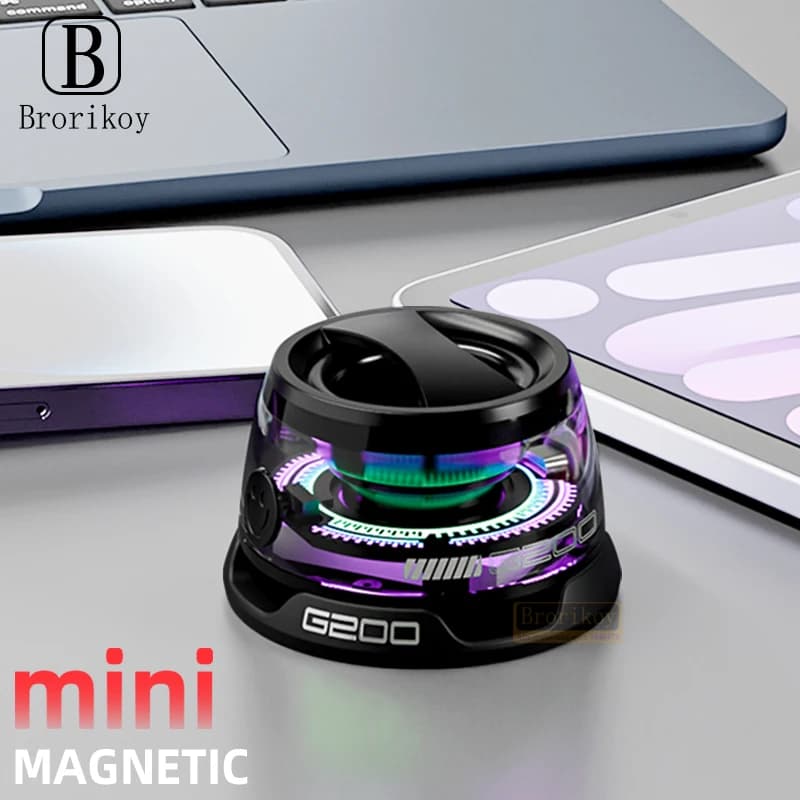 2025 Nuovo altoparlante Bluetooth magnetico esterno Mini altoparlante stereo da viaggio portatile wireless con luce RGB per laptop tablet iPhone