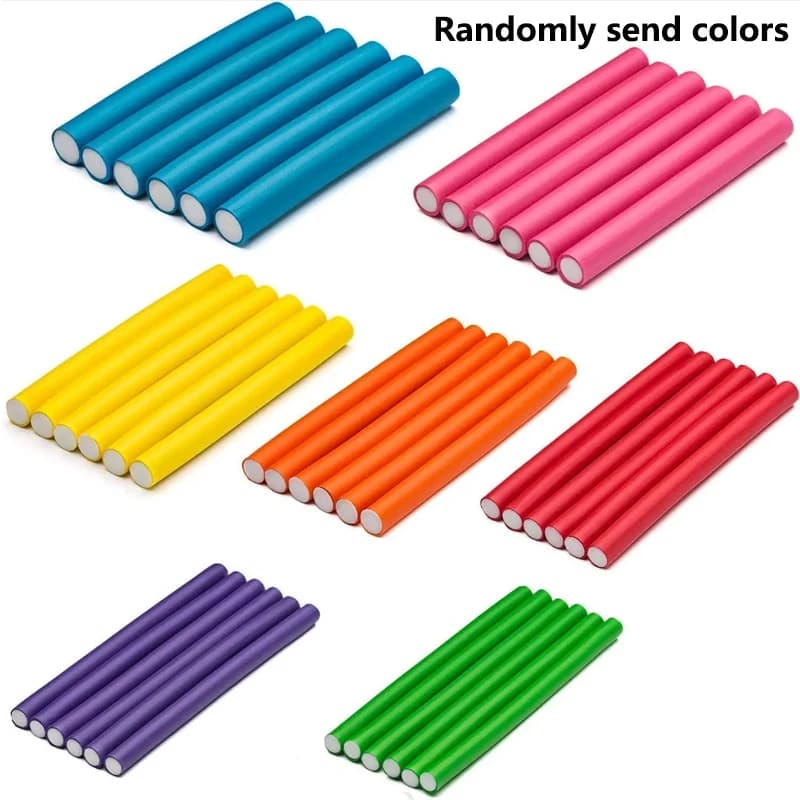Set of 10 flexible hair curlers, without heat, in soft foam, for short, medium and long hair.