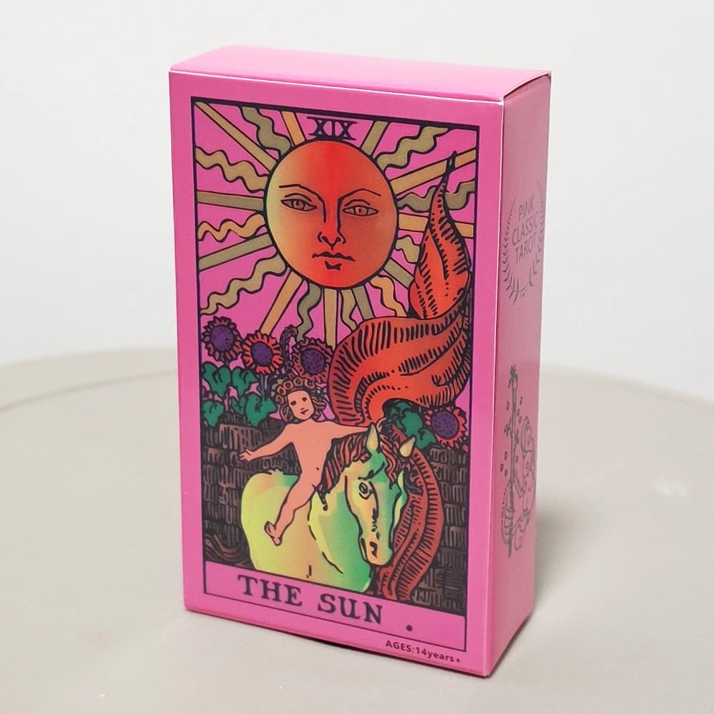 Mazzo di Tarocchi Rosa Neon 10,3*6cm - 78 Carte Classiche Rider-Waite Smith con Design Vibrante e Psichedelico