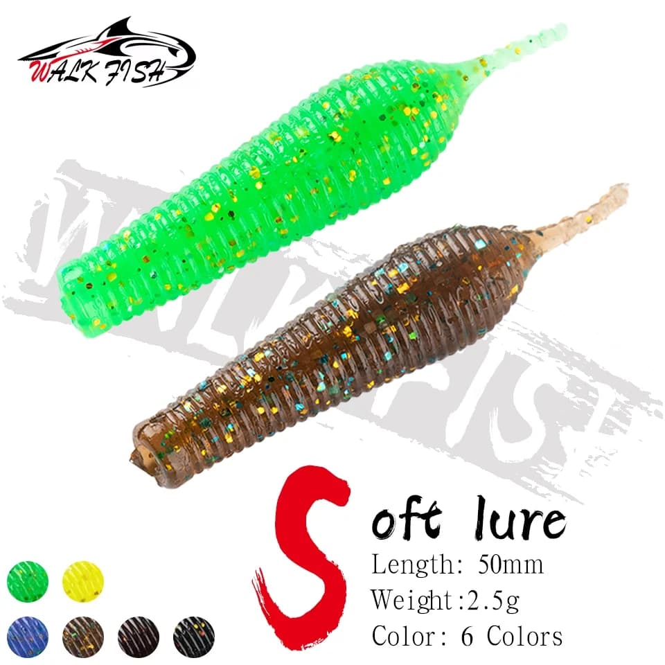 WALK FISH 6PCS 5cm 2.5g/3.3g Floating TPR Bionic Bait Salt Fishy Smell Bee Pupa Soft Bait Long-range Bait Sea Bass Mandarin Fish