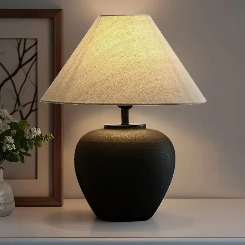 Lampade da terra in ceramica retrò nordica, paralumi in tessuto, lampade da comodino, decorazione della stanza, illuminazione per interni, lampade da terra