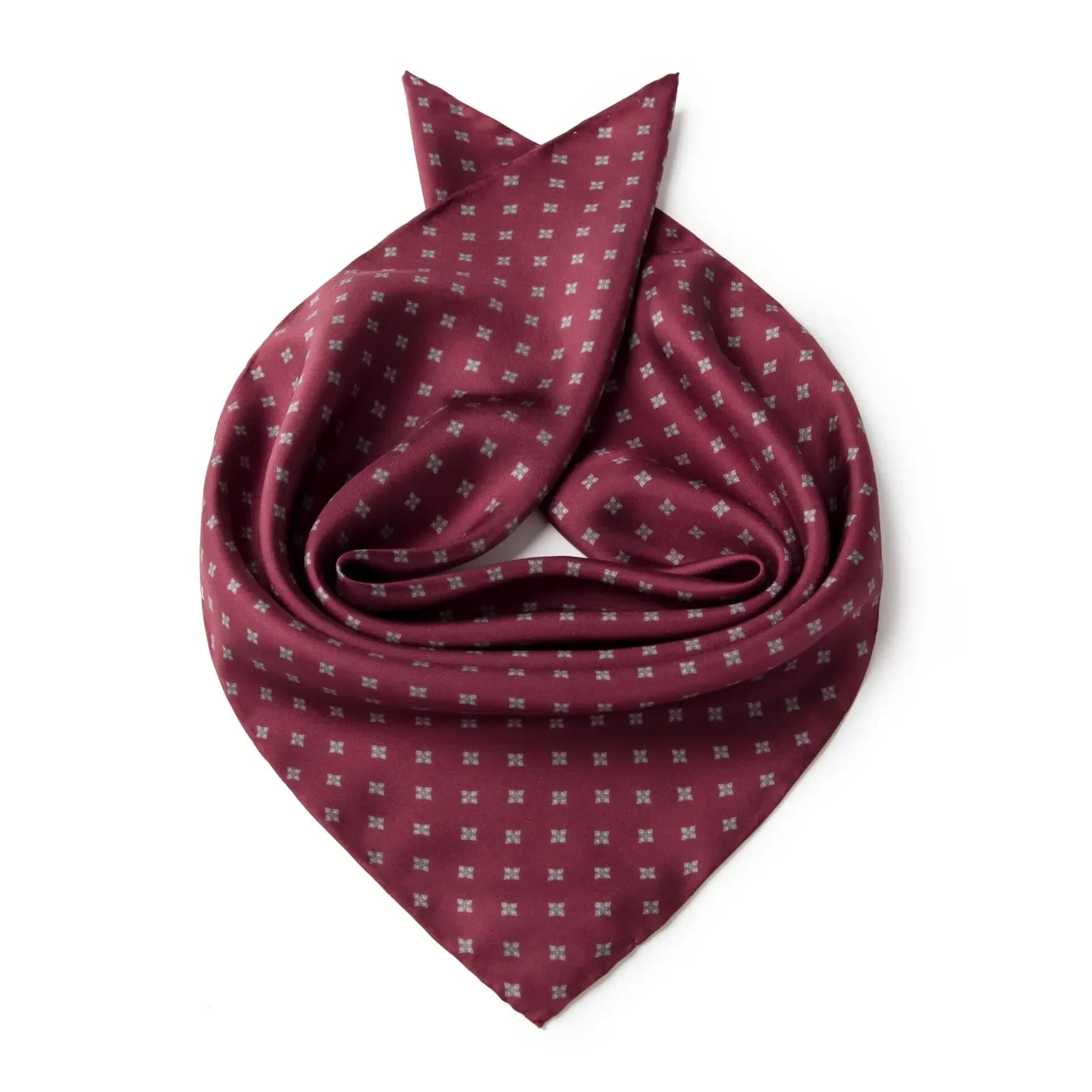 Set di Foulard in Seta per Uomo Maturo con Fibbia Ami Kaji, Elegante Foulard Quadrato in Twill Bordeaux