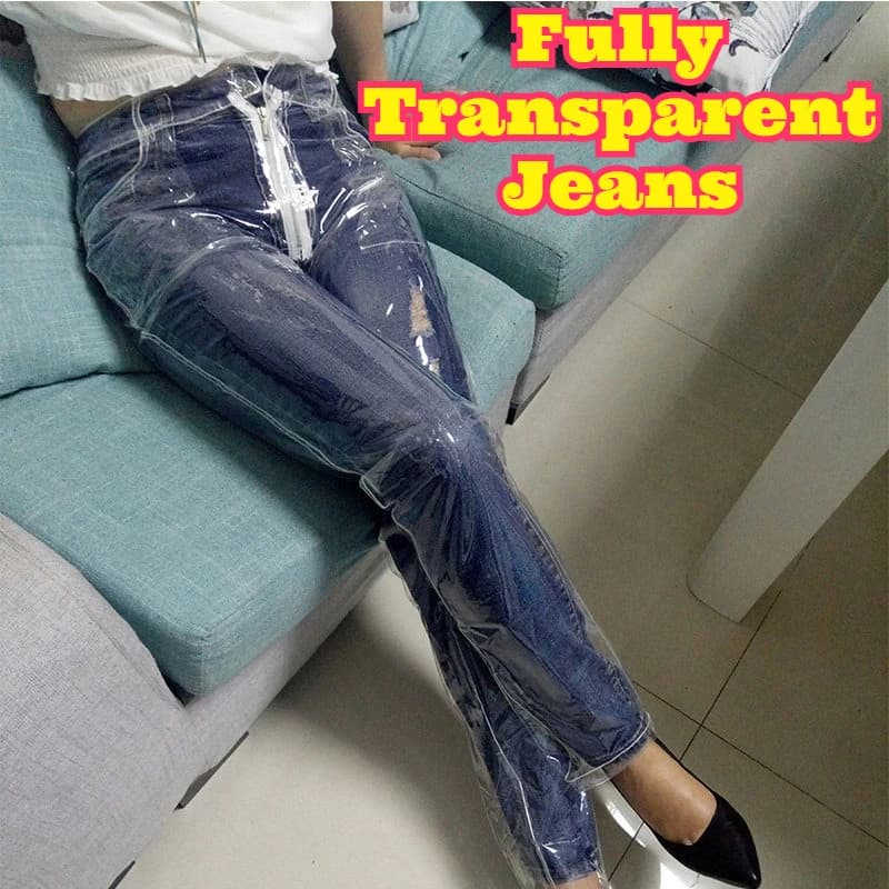 Pantaloni Trasparenti in PVC per Adulti, Jeans Completamente Trasparenti in TPU, Pantaloni Impermeabili Trasparenti per Sfilate di Moda e Protezione dalla Pioggia all'Aperto