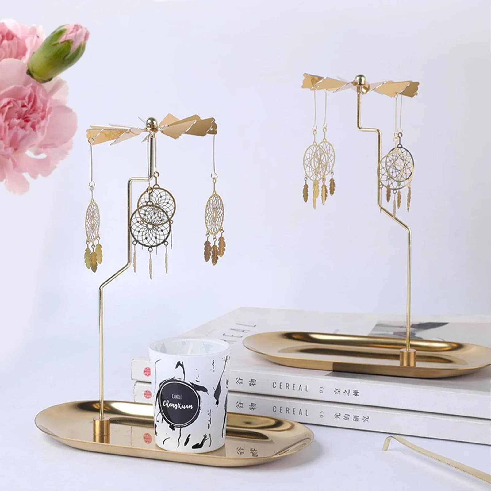 Dream Catcher Rotating Candlestick Gold Metal Hot Power Rotating Candle Holder Dinner Party Wedding Party Home Decoration