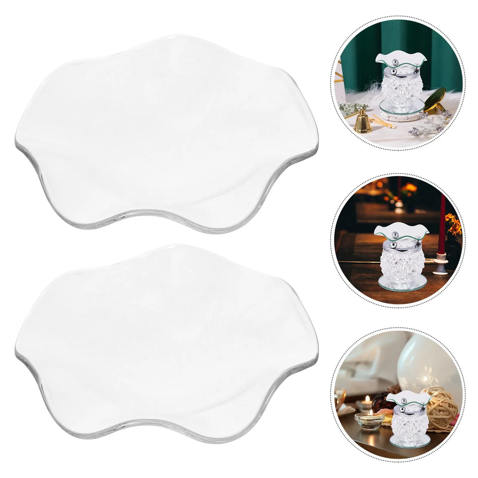 2 Pezzi Piattini in Vetro Trasparente per Oli Essenziali, Piccoli Vassoi Creativi per Aromaterapia, Porta Incenso per Spa, Accessorio per Salone di Bellezza