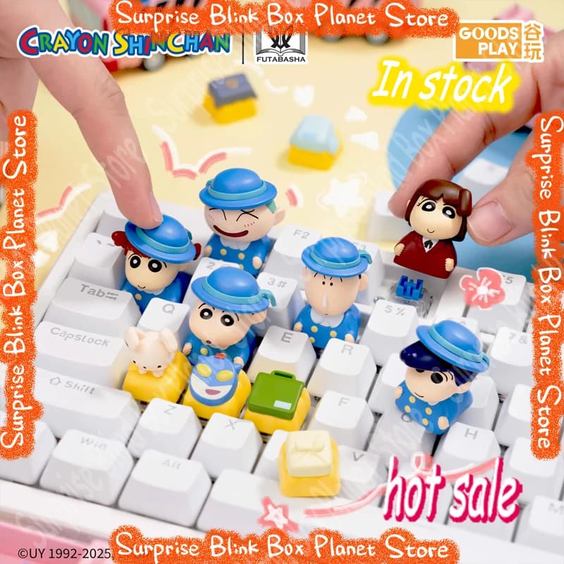 Crayon Shin-Chan 3D Keycap Series Nohara Shiro Bo Action Kamen Bus Blind Box - Figurina Misteriosa da Collezione, Ornamento per Tastiera, Regalo