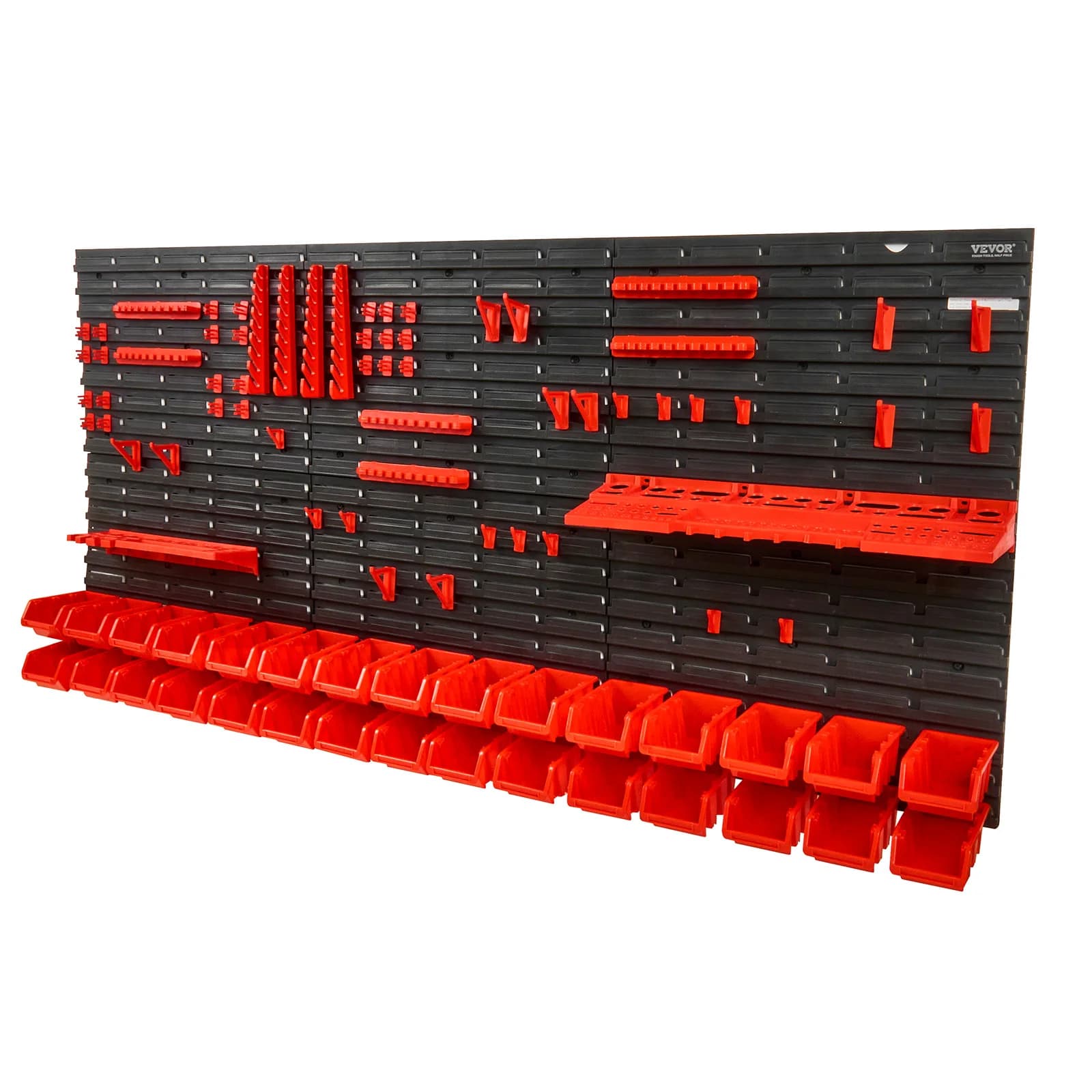 SucceBuy Contenitori portaoggetti a parete 30/48Bin Parti Rack Organizer Garage con pannelli a parete Ganci Negozio di plastica Strumento per chiodi a vite