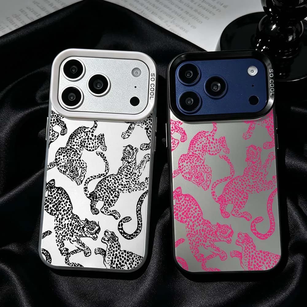 Leopard Seamless Phone Case For iPhone 17 Air 16 15 14 13 12 Mini 11 Pro Max Plus Shockproof Plating Matte Cover