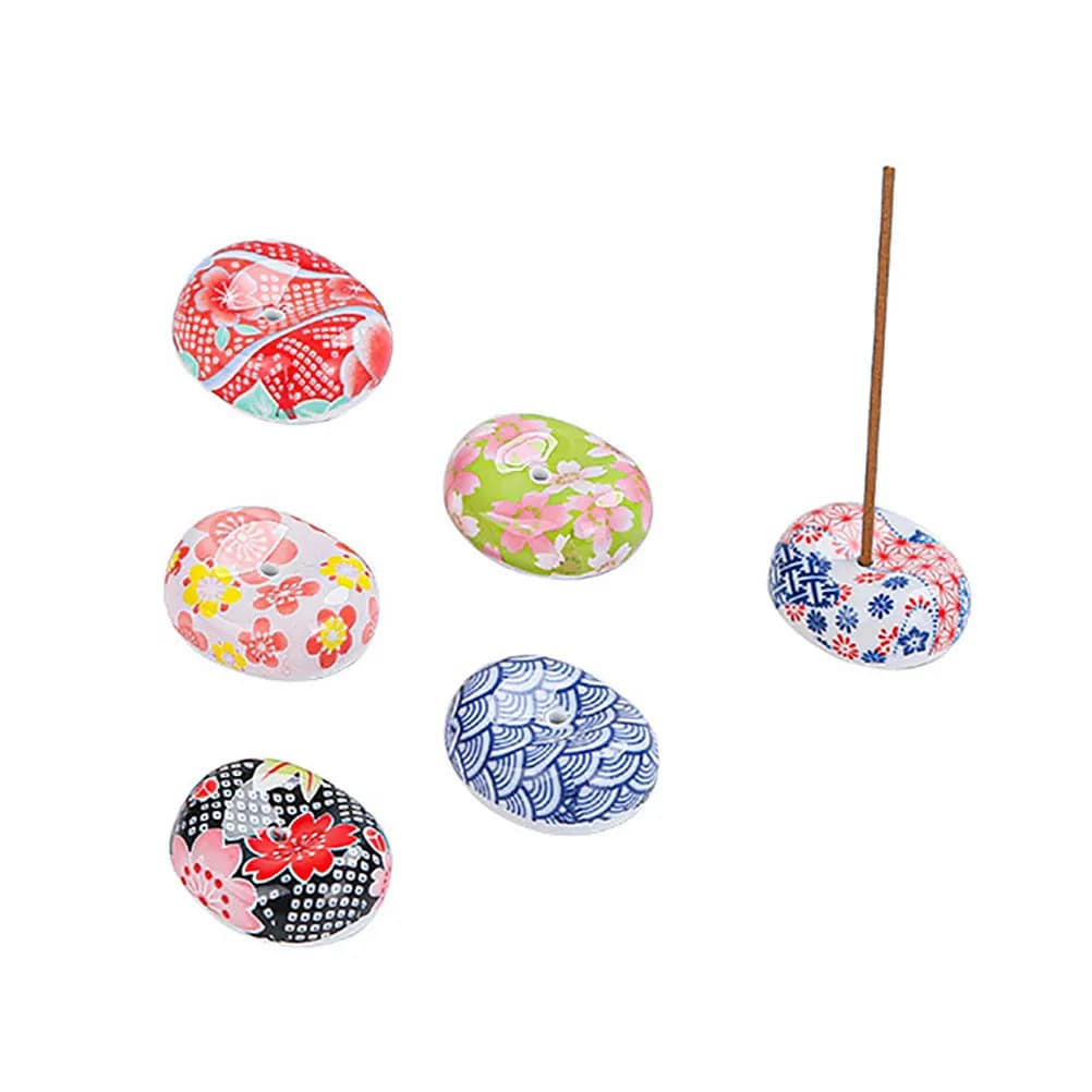 Porta incenso in ceramica da 6 pezzi per decorazioni giapponesi. Tavolo da gioco
