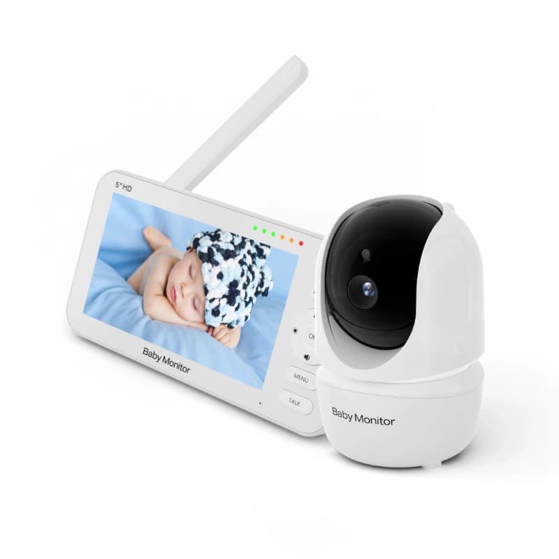 Schermo IPS da 5 pollici 720P Zoom 4X PTZ wireless a 360 gradi Baby Monitor Display della temperatura Ninna nanna Cam Alimentazione Ricordare la fotocamera