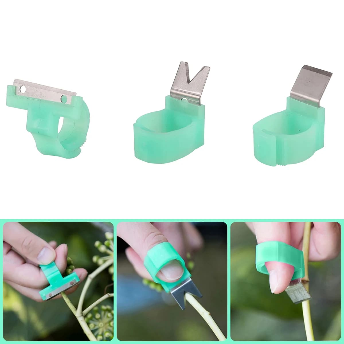 Set of 4 Ring Scissors for Fruit and Vegetable Harvest, Form V/T/Piatta, Small knife for Garden, Frutteto and Fattoria, Tool Garden Manual