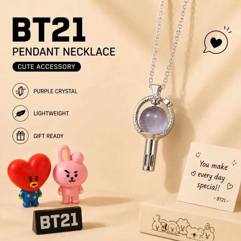 BT21 Necklace Creative Support Stick Necklace Support Peripheral AccessoriesCollarbone Chain Fashion Decoration