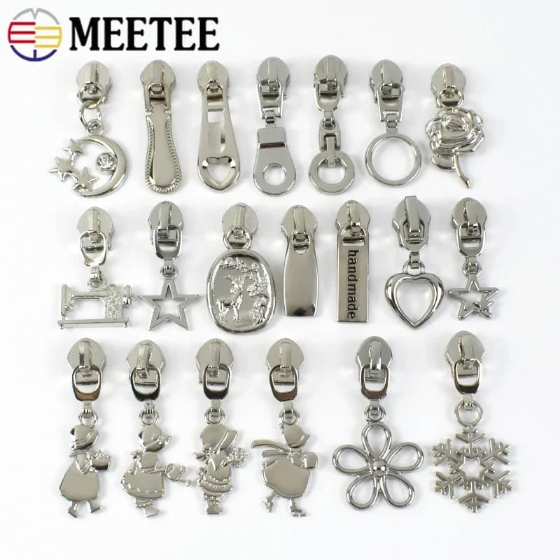 Cursore con cerniera in metallo 5 # 5-20 pezzi di nylon argento forniture per cucire borsa borsa kit di riparazione hardware di fissaggio accessori artigianali fai da te estrattore