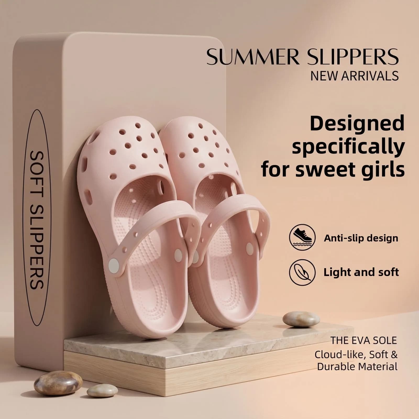 Summer New Women's Cute Ballet Hole Shoes Retro EVA Outer Wear Mary Jane Shoes Anti Slip Outdoor Beach Sandals