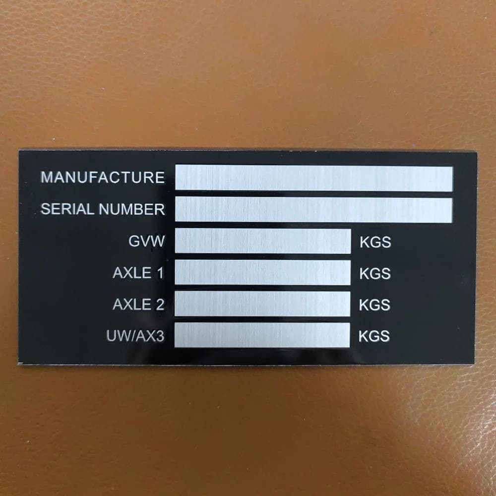Label for aluminum vehicle weight plate for trailer Smart Car Box Bicycle Boat VIN Chassic RV Camper Parts