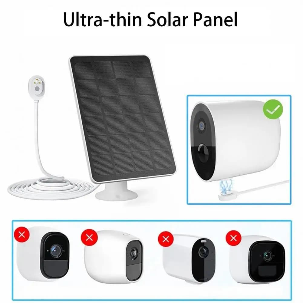 Pannello solare per telecamera di sicurezza Pannello solare ultrasottile Caricatore per pannello solare resistente alle intemperie per telecamere Arlo Pro con supporto regolabile