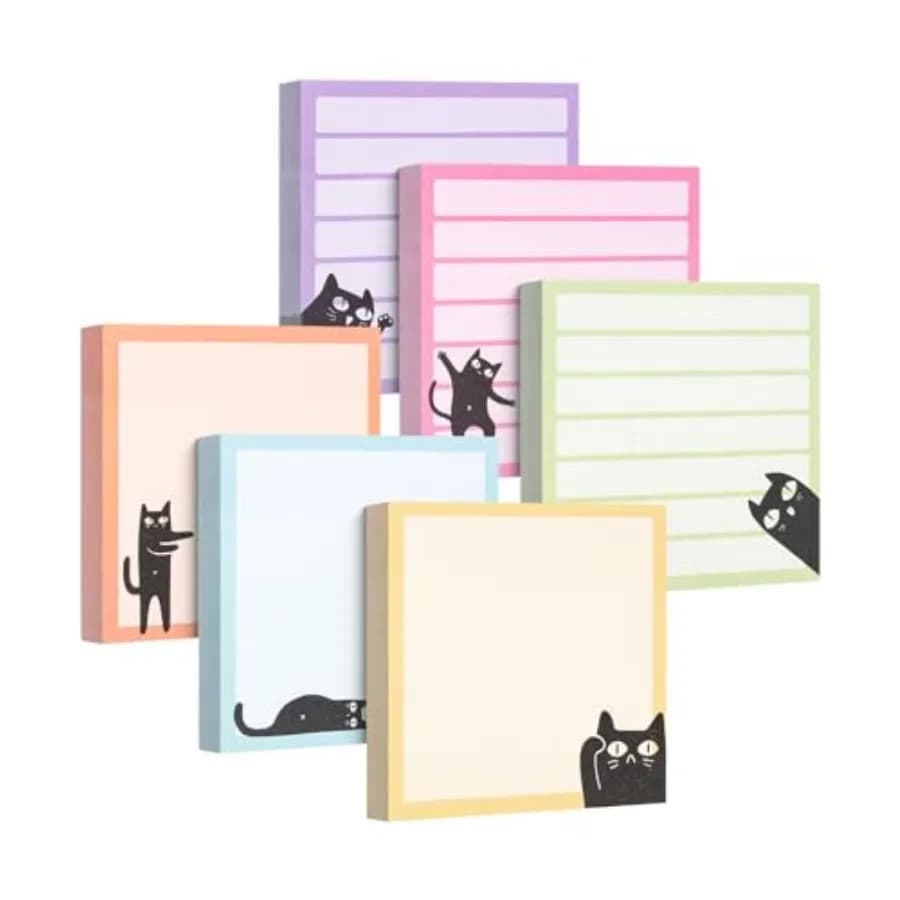 - Black Cat Sticky Notes Set, 3" x 3", 6 Pads, 480 Sheets Black Cat Sticky Notes, Memo Pads, Self-Stick Note Pad for Office, Sc