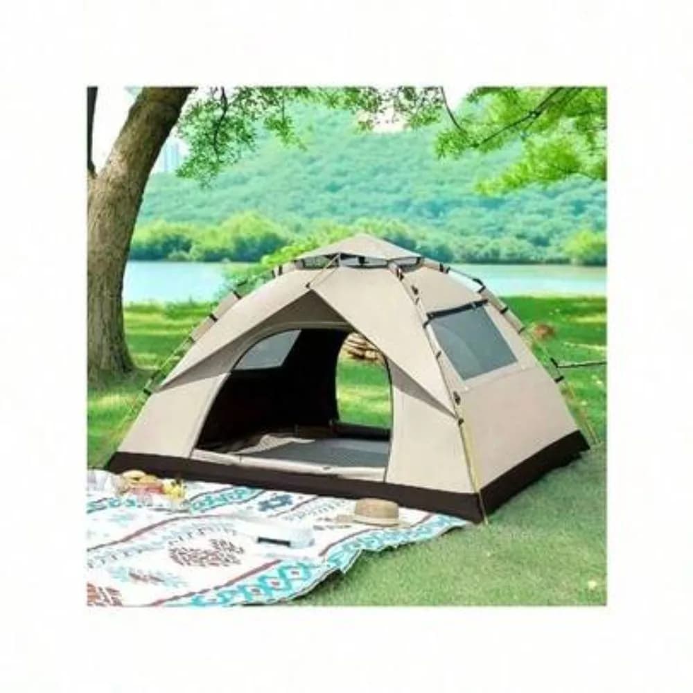 2-4 Person Automatic Pop Up Tent Instant Setup Waterproof Camping Tent Portable Square Oxford Cloth Fiberglass Frame for Outdoor Camping Fishing Hiking Hunting Mountaineering Beach Park Backpacking Travel Family