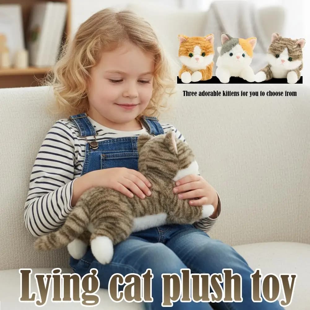 Peluche Realistico a Forma di Gatto, Morbido Cuscino Sensoriale, Giocattolo Kawaii per Bambini e Adulti, Decorazione per la Casa