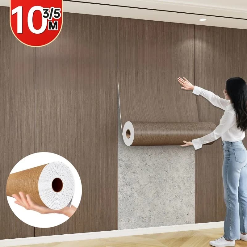 Wallpaper with wood veins imitation thick foam for bedroom decoration Stickers self-adhesive wall decals Detachable and glued wallpaper 3/5/10M