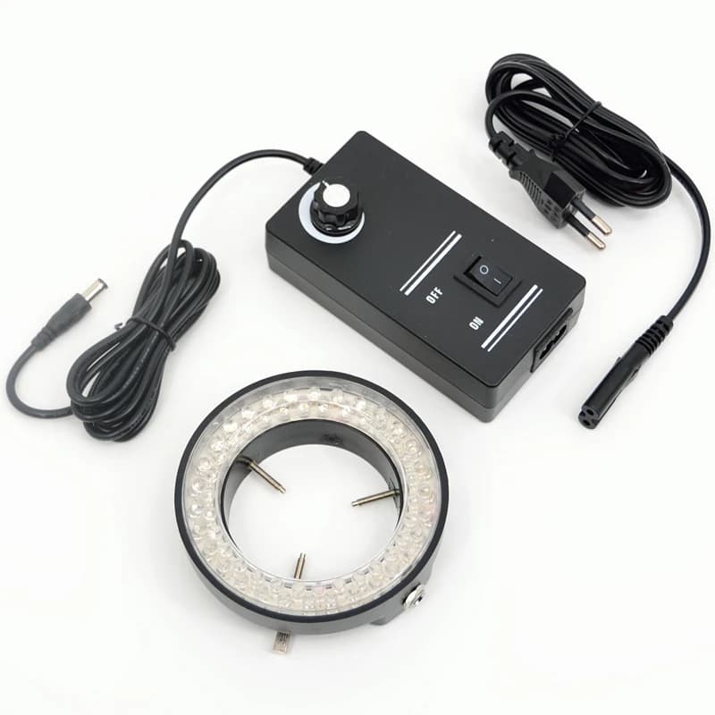 Lampada illuminante ad anello a 60 LED regolabile da 6500K 5W 100V-240V per microscopio stereo, microscopio digitale industriale, fotocamera CCD