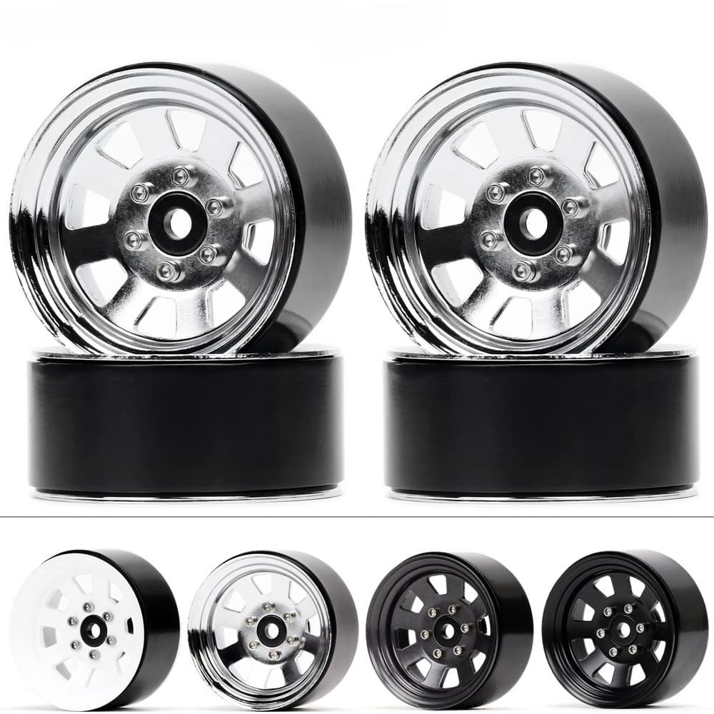 4 pz 1.9 pollici 8 razze ruote in metallo mozzo per 1/10 RC Crawler Car Traxxas TRX4 Defender SCX10 RC4WD D90 Wrangler parti di aggiornamento