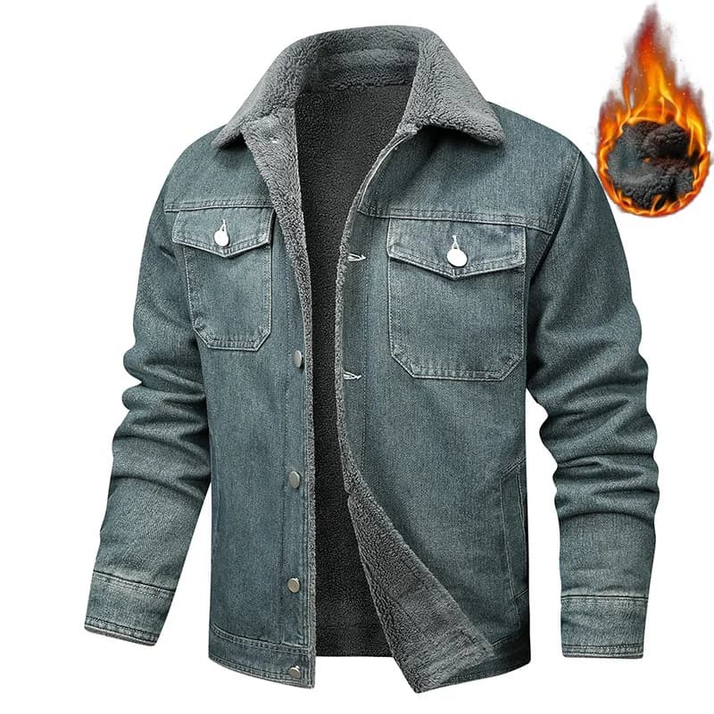 Giacca di jeans da uomo Autunno Inverno Moda Retro Colletto rovesciato Cappotto di peluche maschile Capispalla da uomo con tasca a maniche lunghe monopetto