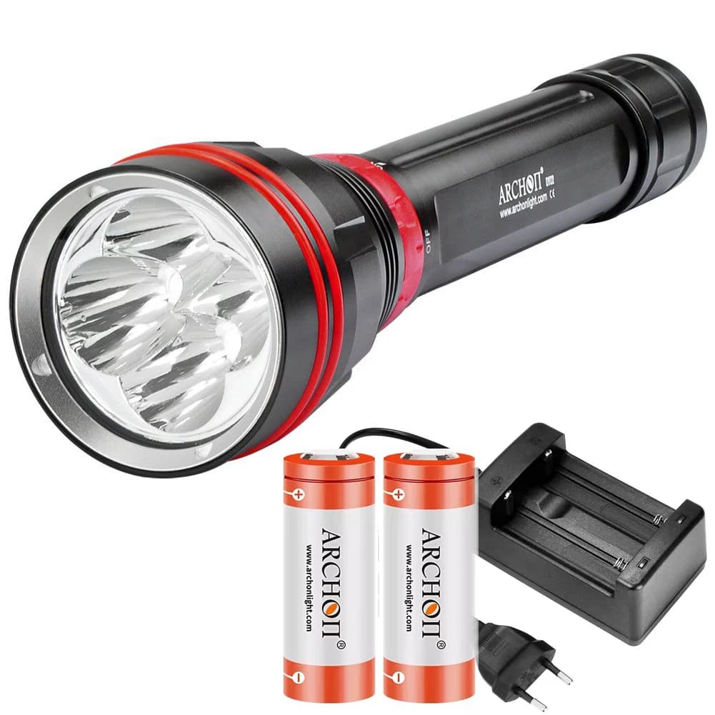 ARCHON DY02 Torcia subacquea professionale Bianco/Giallo 4 * Cree LED Scuba Diving 4000 Lumen Torcia per esplorazione subacquea