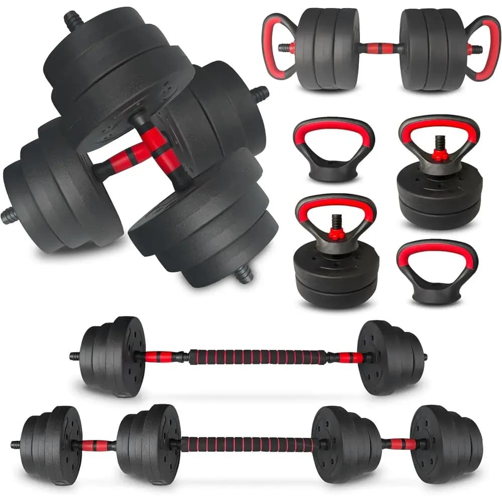 Versatile 4-in-1 Adjustable Dumbbells: 25-90 LB, Bar, Kettlebells, Push-up Bar for Women's Fitness at Home