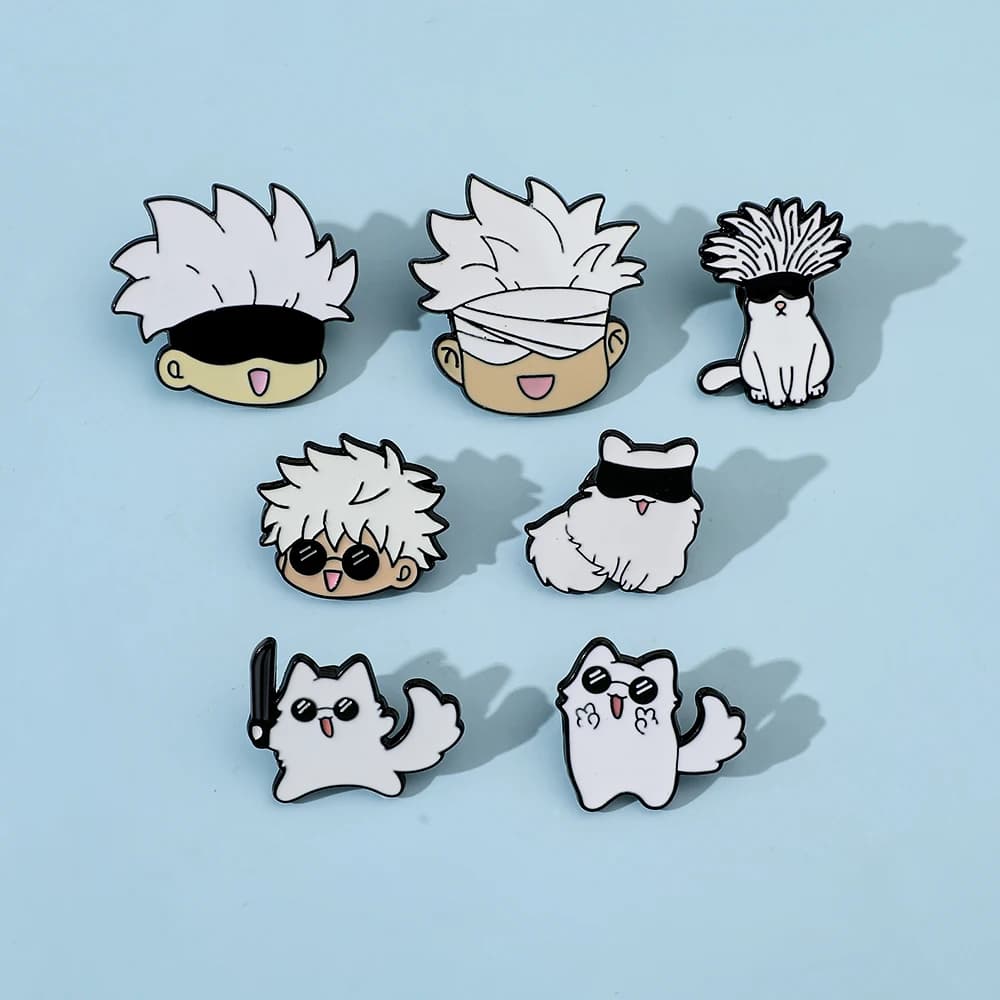 Jujutsu Kaisen Enamel Pin Cartoon Anime Brooches Animals Cat Custom Metal Hat Lapel Clothes Backpack Jewelry Friends Fans Gift