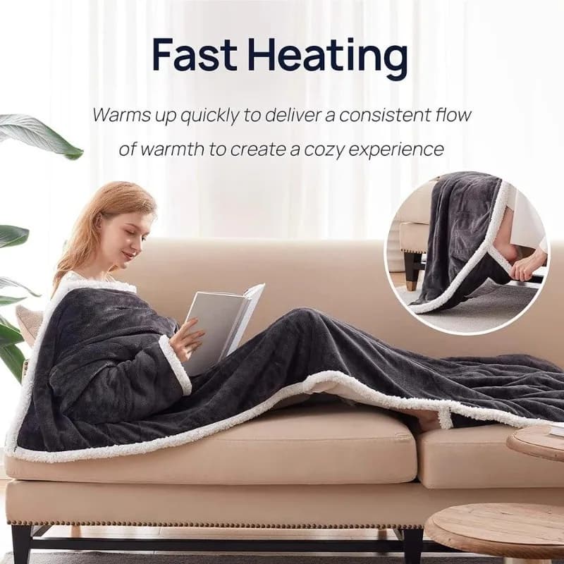 ‌ Coperta riscaldante elettrica indossabile Coprispalle avvolgente in morbido pile Caldo per la casa Coperta riscaldata portatile Calore regolabile