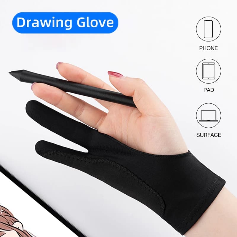 Guanti da disegno a due dita Anti-touch Anti-fouling per Apple Tablet Scheda digitale Touch Screen Pittura a olio Forniture artistiche per ufficio