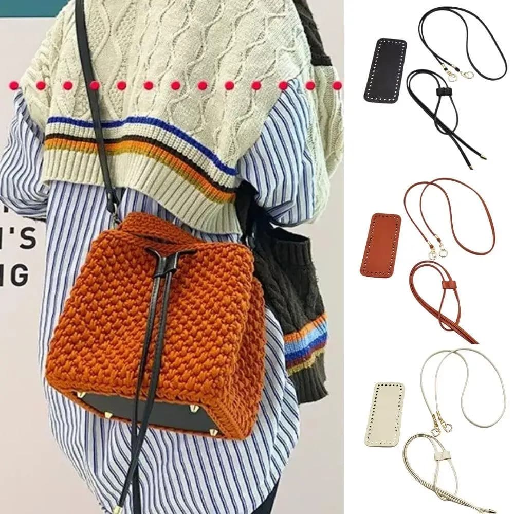3 pezzi fai da te accessori per borse in pelle PU all'uncinetto parti fatte a mano con coulisse set di borse in tessuto borsa in tinta unita base inferiore maniglia per tracolla