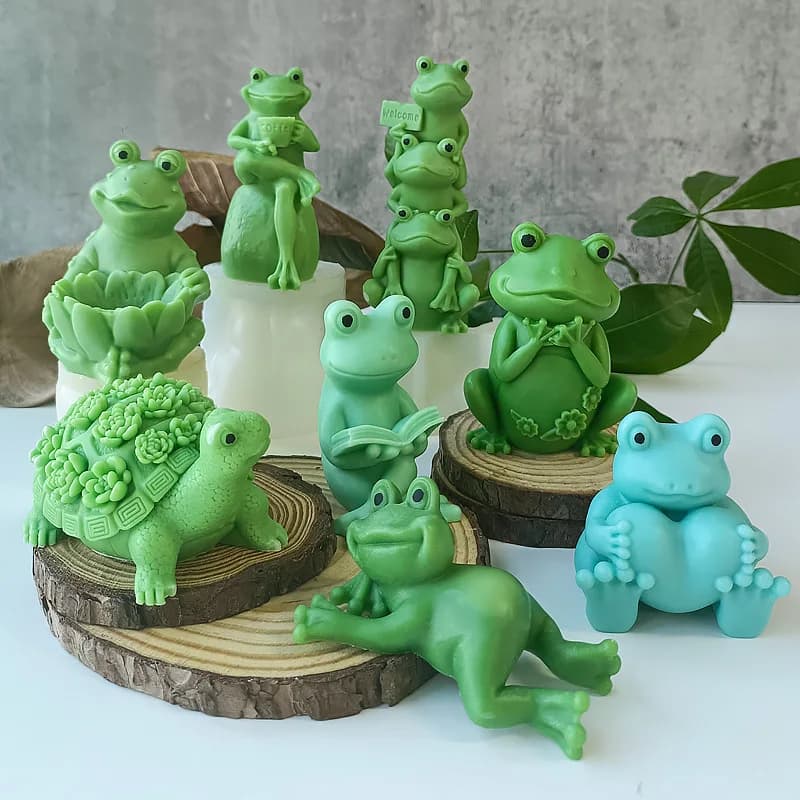 3D Cartoon Frog Candle Mold Aroma Plaster Ornaments Molds Handmade Silicone Candle Making Supplies
