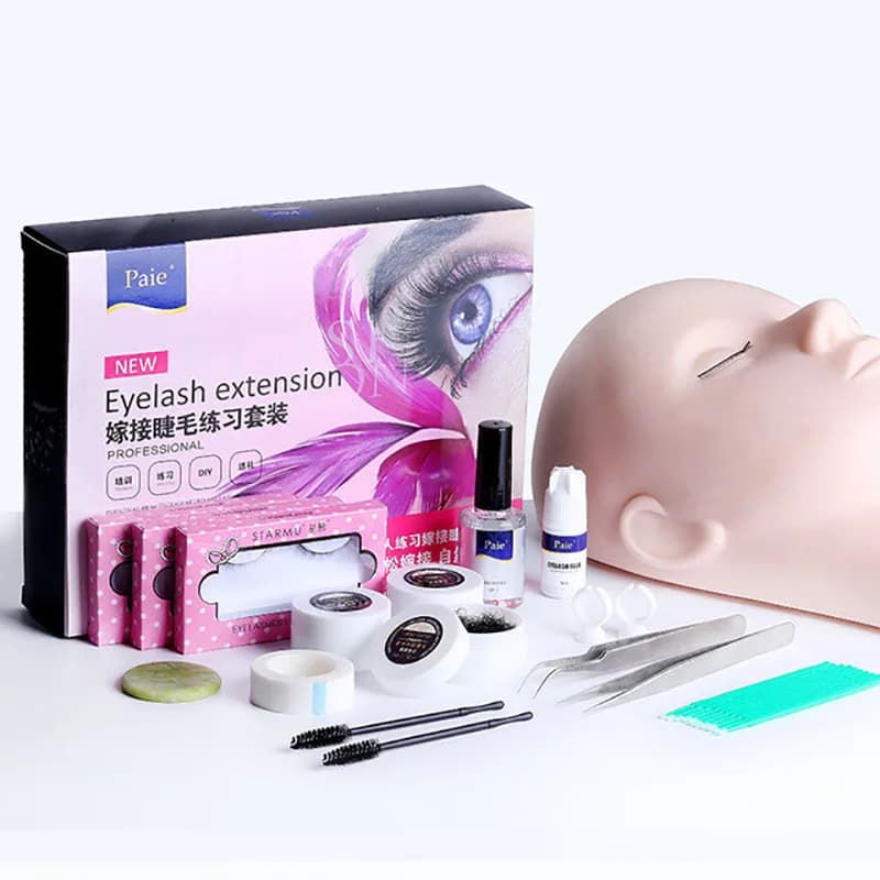 Kit di estensione ciglia finte Set per principianti Pennello per ciglia Pinzette Anello per colla Cuscinetto per occhi Forniture per estensione ciglia Accessori per ciglia